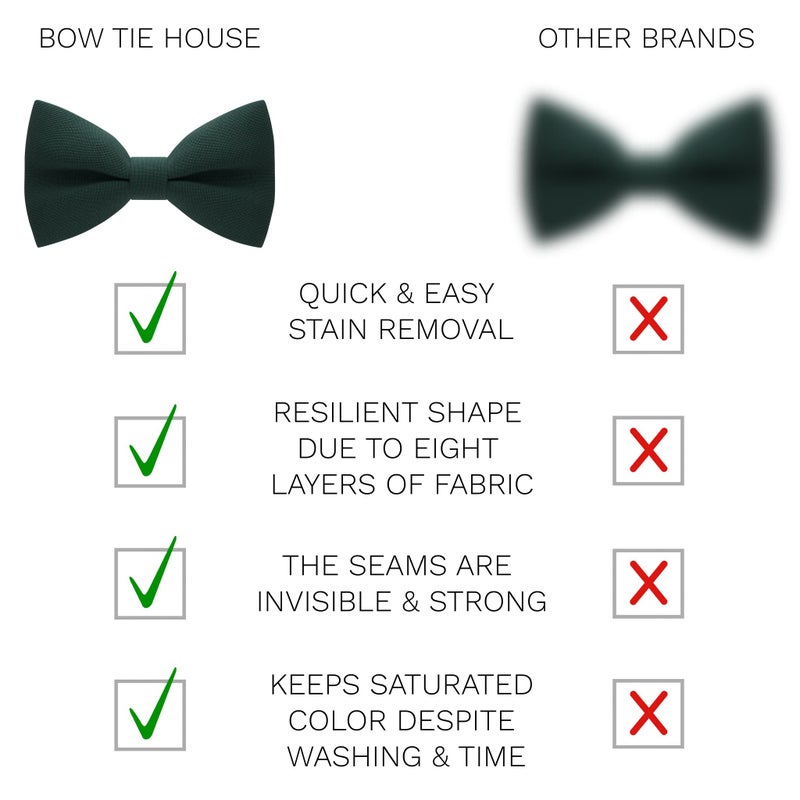 Bow Tie House Men's Classic Pre-Tied Bow Tie Formal Solid Tuxedo (Large, Dark Green) - Image 3